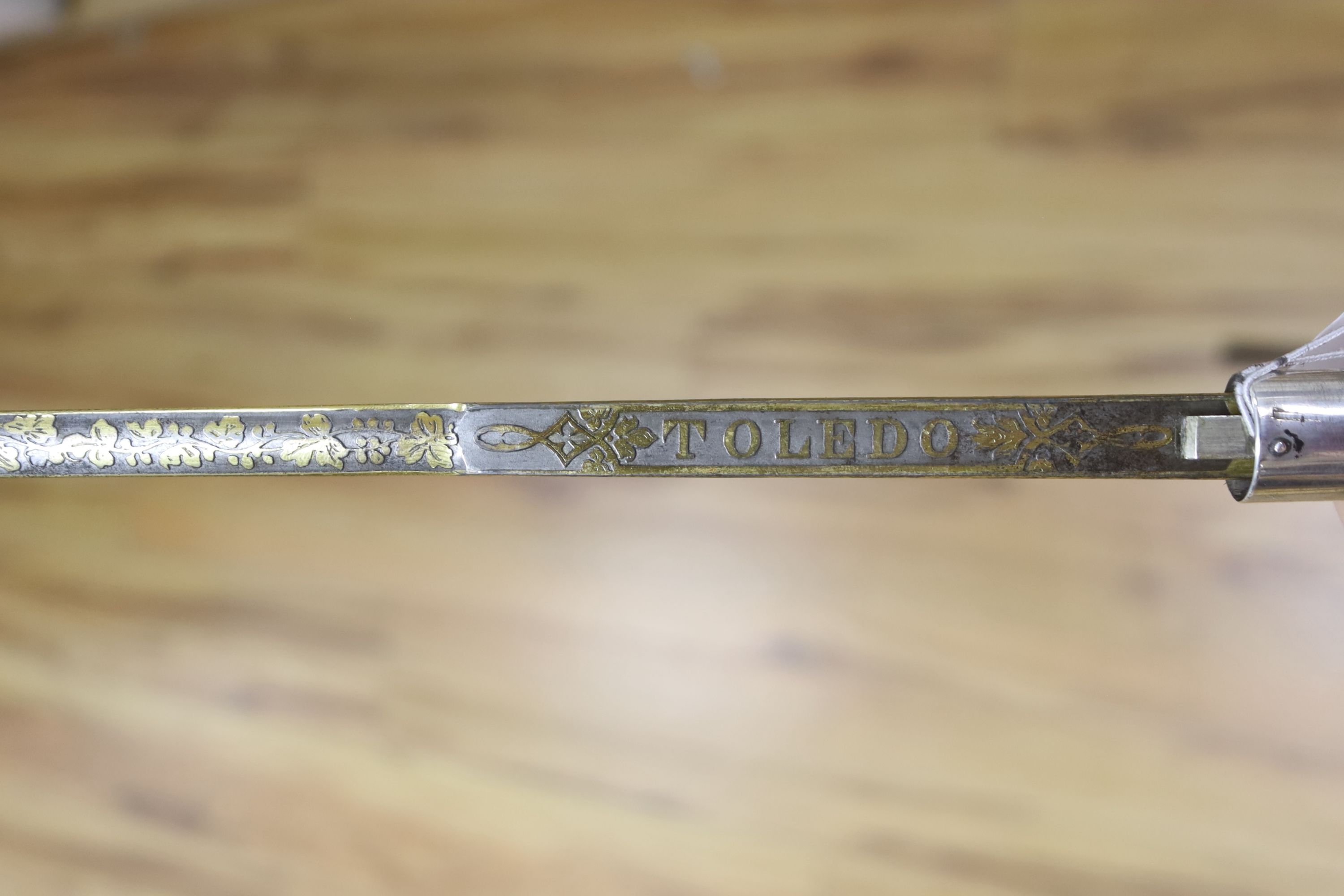 A French Toledo bladed swordstick, 19th century 87cm long